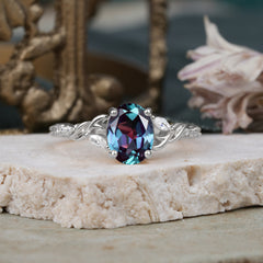 Fashion-Forward Luxury 4-Prong Alexandrite Engagement Ring