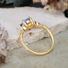 Fashion-Forward Luxury 4-Prong Tanzanite Engagement Ring