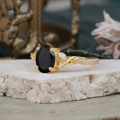 Fashion-Forward Luxury 4-Prong Black Onyx Engagement Ring