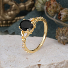 Fashion-Forward Luxury 4-Prong Black Onyx Engagement Ring
