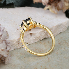 Fashion-Forward Luxury 4-Prong Black Onyx Engagement Ring