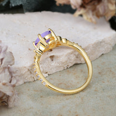 Fashion-Forward Luxury 4-Prong Amethyst Engagement Ring