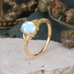 Fashion-Forward Luxury 4-Prong Moonstone Engagement Ring