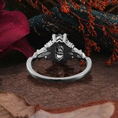 Halloween Limited-Luxurious Natural Inspiration 5-Prong Gothic Hexagon Cut Black Rutilated Quartz Ring
