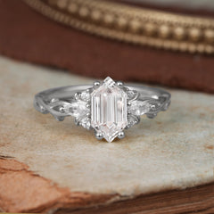 Nature-Inspired Classic 4-Prong Hexagonal-Cut Moissanite Engagement Ring