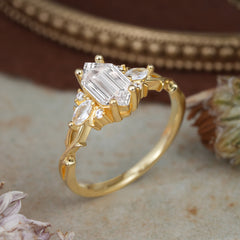 Nature-Inspired Classic 4-Prong Hexagonal-Cut Moissanite Engagement Ring