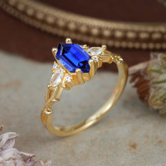 Nature-Inspired Classic 4-Prong Hexagonal-Cut Sapphire Engagement Ring