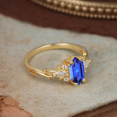 Nature-Inspired Classic 4-Prong Hexagonal-Cut Sapphire Engagement Ring