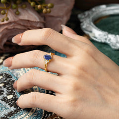 Nature-Inspired Classic 4-Prong Hexagonal-Cut Tanzanite Engagement Ring