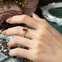 Nature-Inspired Classic 4-Prong Hexagonal-Cut Garnet Engagement Ring