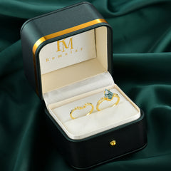 Luxurious Nature-Inspired 4-Prong Kite-Cut Natural Moss Agate Engagement Ring Set