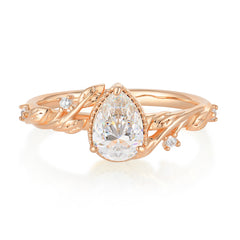 Nature-Inspired 3-Prong Pear-Cut Moissanite Engagement Ring