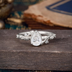 Nature-Inspired 3-Prong Pear-Cut Moissanite Engagement Ring