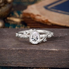 Nature-Inspired 3-Prong Pear-Cut Lab Diamond Engagement Ring