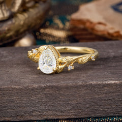 Nature-Inspired 3-Prong Pear-Cut Moissanite Engagement Ring