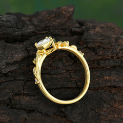 Nature-Inspired 3-Prong Pear-Cut Moissanite Engagement Ring