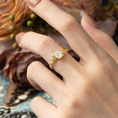 Nature-Inspired 3-Prong Pear-Cut Moissanite Engagement Ring