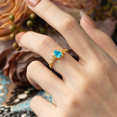 Nature-Inspired 3-Prong Pear-Cut Aquamarine Engagement Ring