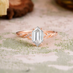 Classic 4-Prong Hexagonal-Cut Moissanite Engagement Ring