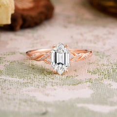 Classic 4-Prong Hexagonal-Cut Lab Diamond Engagement Ring