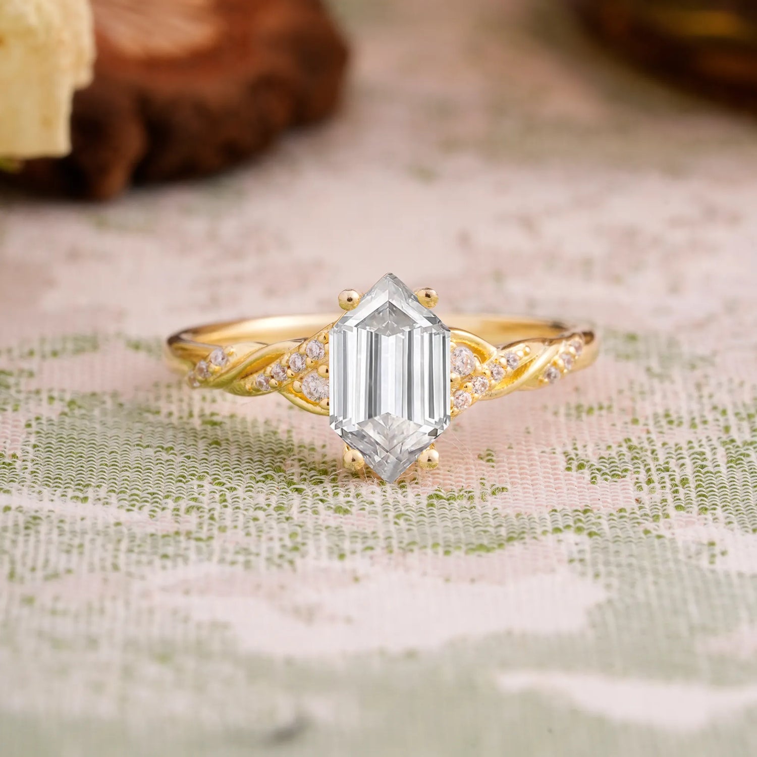 Classic 4-Prong Hexagonal-Cut Moissanite Engagement Ring