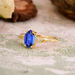 Classic 4-Prong Hexagonal-Cut Sapphire Engagement Ring