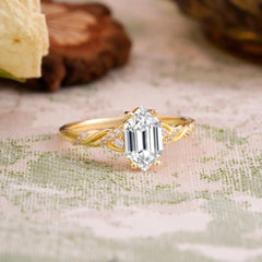 Classic 4-Prong Hexagonal-Cut Lab Diamond Engagement Ring