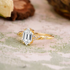 Classic 4-Prong Hexagonal-Cut Lab Diamond Engagement Ring