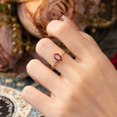 Classic 4-Prong Hexagonal-Cut Natural Garnet Engagement Ring