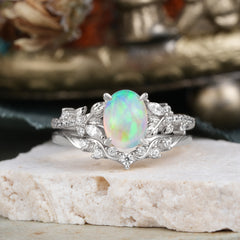 Vintage 4-Prong Oval-Cut Opal Engagement Ring
