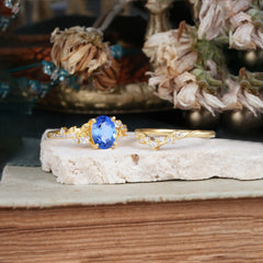 Vintage 4-Prong Oval-Cut Sapphire Engagement Ring