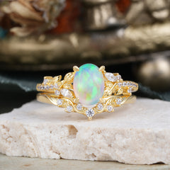 Vintage 4-Prong Oval-Cut Opal Engagement Ring