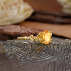 Nature-Inspired 4-Prong Oval-Cut Natural Citrine Engagement Ring