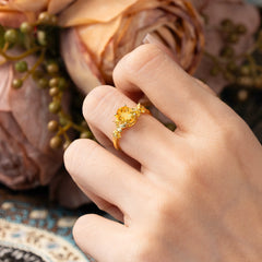 Nature-Inspired 4-Prong Oval-Cut Natural Citrine Engagement Ring