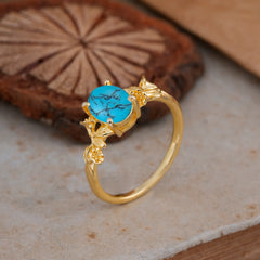 Nature-Inspired 4-Prong Oval-Cut Turquoise Engagement Ring