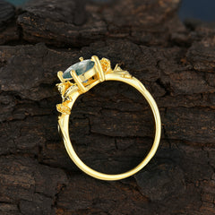 Nature-Inspired 4-Prong Oval-Cut Natural Moss Agate Engagement Ring