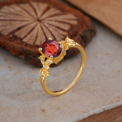 Nature-Inspired 4-Prong Oval-Cut Natural Garnet Engagement Ring