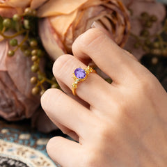 Nature-Inspired 4-Prong Oval-Cut Natural Amethyst Engagement Ring