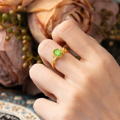 Nature-Inspired 4-Prong Oval-Cut Natural Peridot Engagement Ring