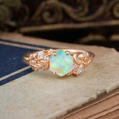 Fashion-Forward Kite-Cut Natural Opal Engagement Ring - 4-Prong Nature-Inspired Design