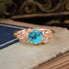 Fashion-Forward Hexagon Cut Natural Turquoise Engagement Ring - 4-Prong Nature-Inspired Design