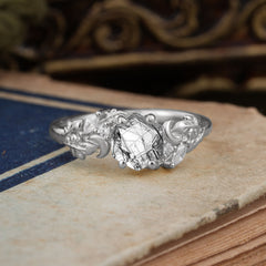 Fashion-Forward Kite-Cut Natural Black Rutilated Quartz Engagement Ring - 4-Prong Nature-Inspired Design