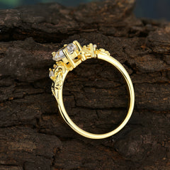 Fashion-Forward Hexagon-Cut Moissanite Engagement Ring - 4-Prong Nature-Inspired Design