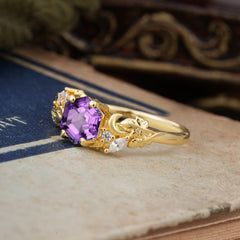 Fashion-Forward Hexagon Cut Natural Amethyst Engagement Ring - 4-Prong Nature-Inspired Design