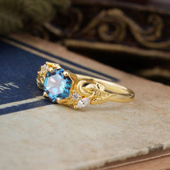 Fashion-Forward Hexagon Cut Natural Alexandrite Engagement Ring - 4-Prong Nature-Inspired Design