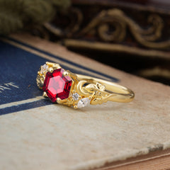 Fashion-Forward Kite-Cut Natural Ruby Engagement Ring - 4-Prong Nature-Inspired Design