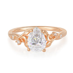Vintage Minimalist 4-Prong Pear-Cut Moissanite Engagement Ring