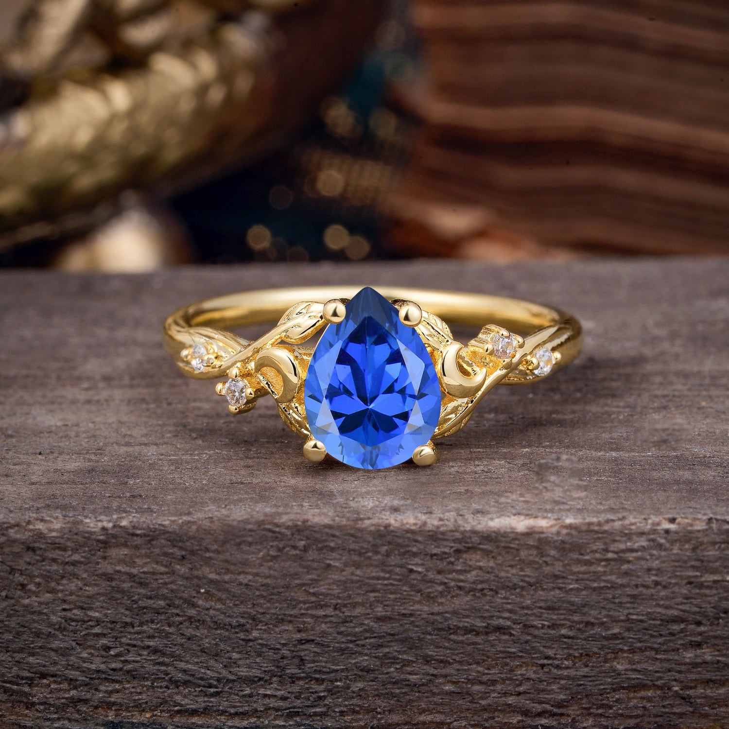 Vintage Minimalist 4-Prong Pear-Cut Sapphire Engagement Ring