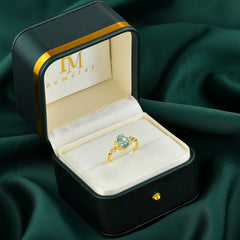 Vintage Minimalist 4-Prong Pear-Cut Moss Agate Engagement Ring