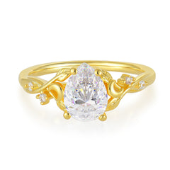 Vintage Minimalist 4-Prong Pear-Cut Moissanite Engagement Ring